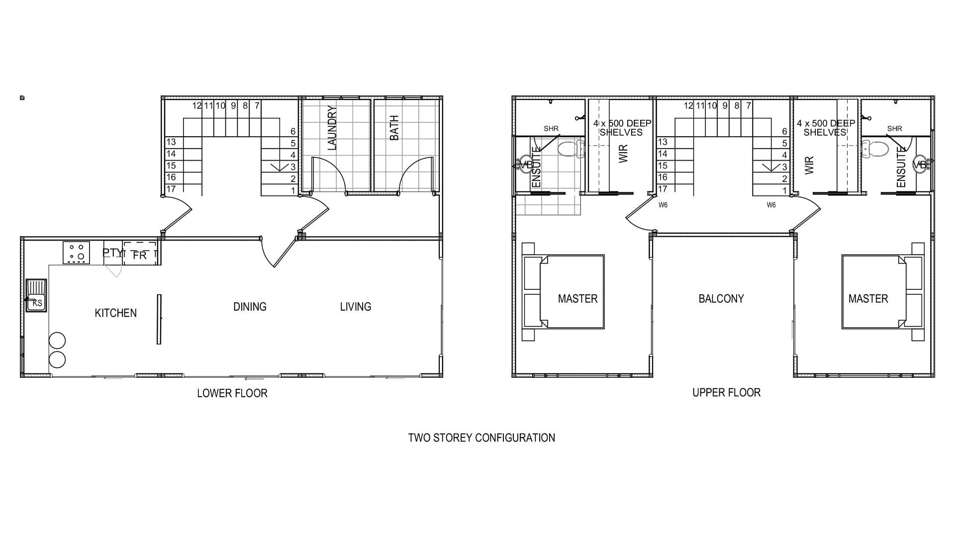 two storey modular home floor plan